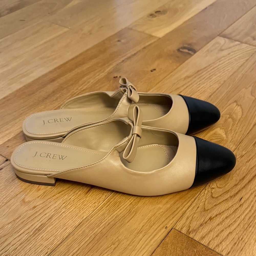 J. Crew Beige and Black Bow Flats